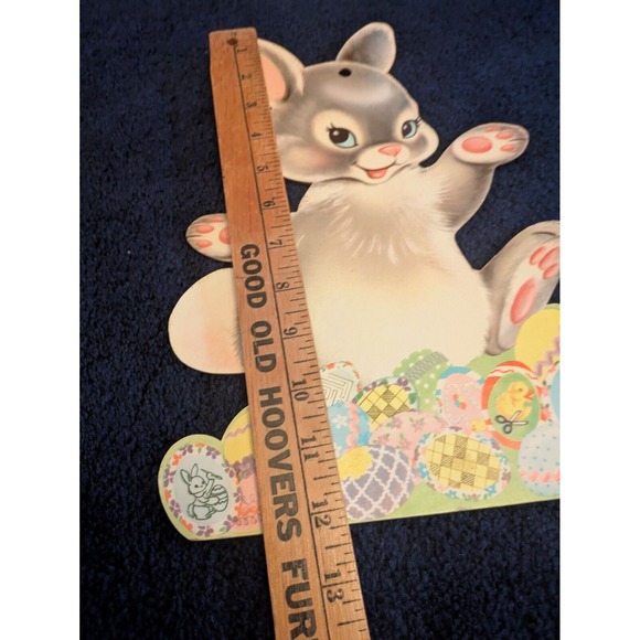 1958 Easter Bunny Chick‎ Easter Eggs Purple Flowers Die Cut Lot 4 Grannycore - Picture 2 of 5